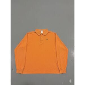 Lacoste Long Sleeve Polo Shirt Mens 8 XL Orange Pique Cotton Classic Fit